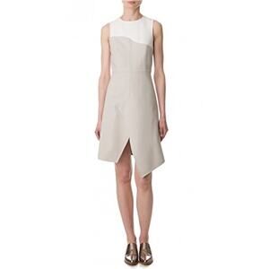 Tibi Anson Asymmetrical Colorblock Sleeveless White Gray Sheath Dress Size 6